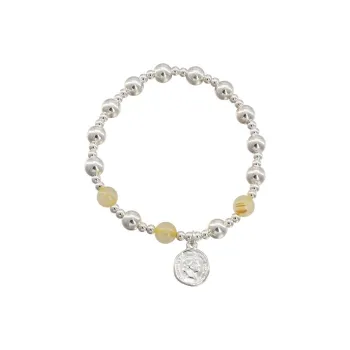 YINI 990 Silver Rutilated Quartz Pure Silver Bracelets Women's