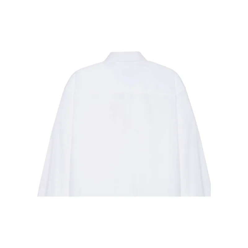 Burberry FW22 Men Embroidery Point Collar Long Sleeve Shirt White-2