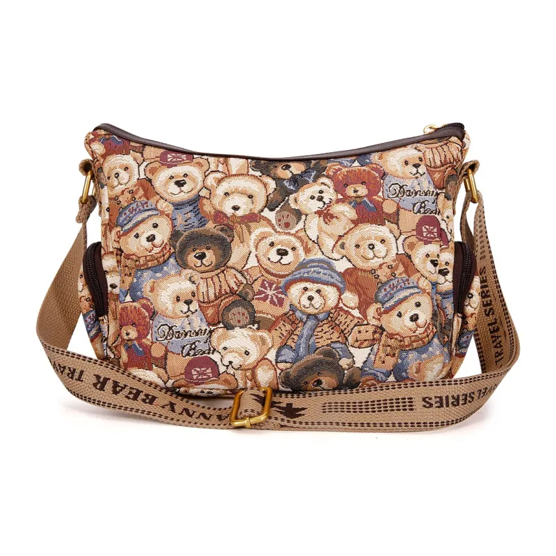 DANNYBEARJEANS Fabric Crossbody Bag, Shoulder Bag Unisex Blue Elf Bear Color-2