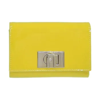Furla 1927 Collection Patent Leather Wallet Medium Size Women's Yellow