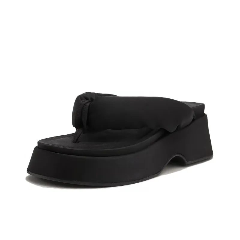 GANNI Rubber Sole Slip Resistant Flip Flops Women's Black-2