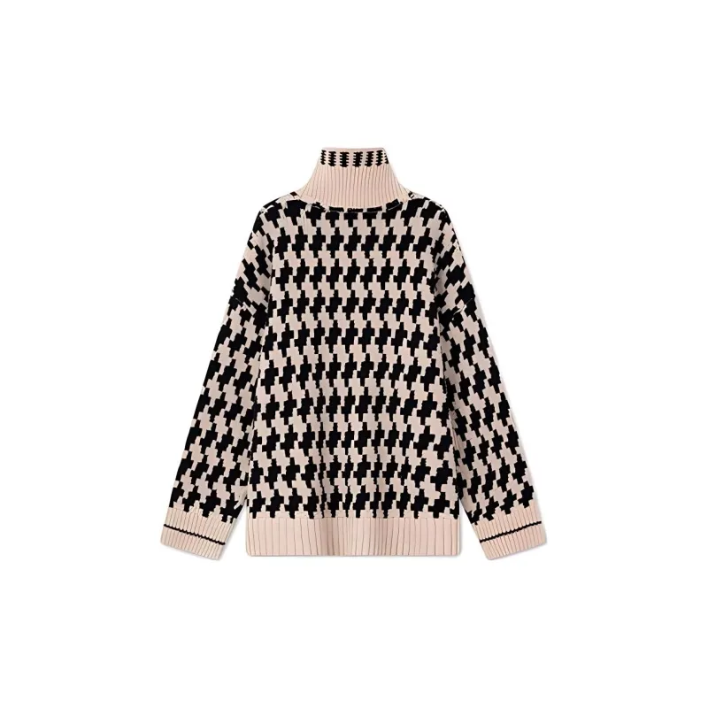 Tommy Hilfiger Knitwear Women's Black White Houndstooth Pattern-1