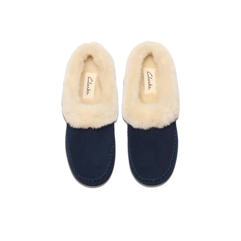 Clarks Abrasion-Resistant Wrap-toe Slippers Women's Blue-3