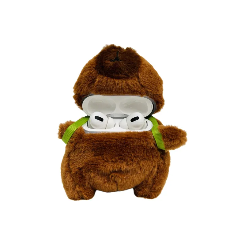 Sopi Compatible With Apple AirPods 4/2/3/4th Generation/AirPods Pro/Pro 2nd Generation Plush Capybara Headphone Cases-3