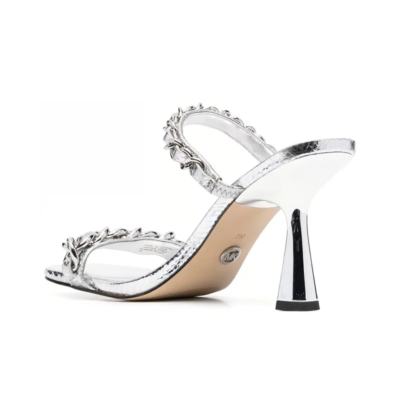 MICHAEL KORS Clara Slide Slippers Women's Silver-3