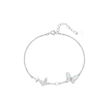 KING OF BLING 925 Silver, Mother Of Pearl, Cubic Zirconia Bracelets Women's Year Of The Snake Good Luck