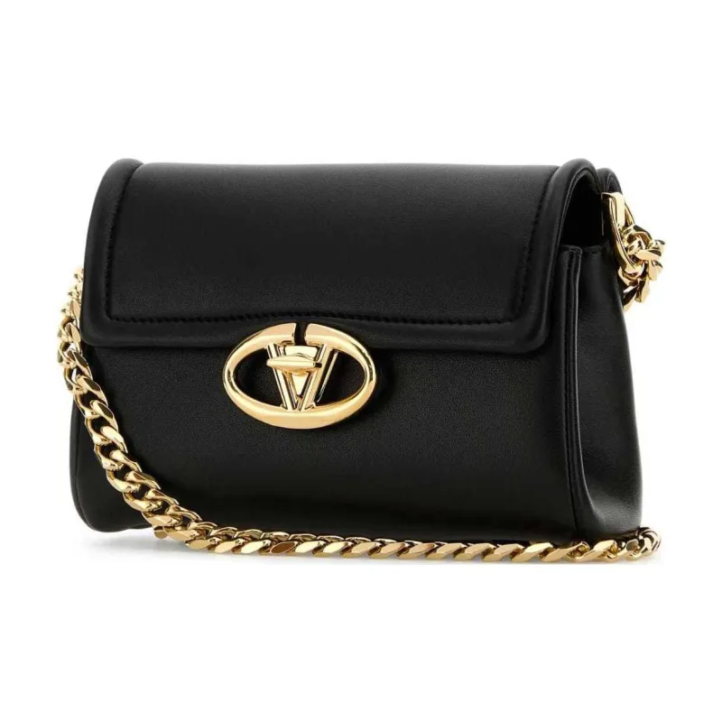 Valentino Vlogo Leather Crossbody Bag Shoulder Bag Women's Black-1