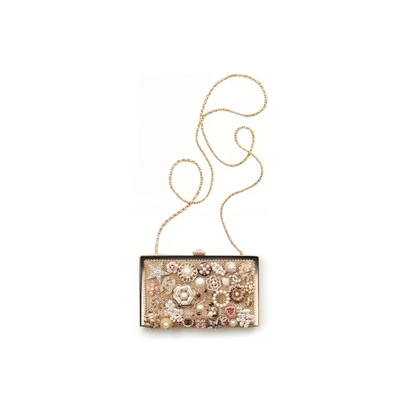 CHANEL 22A Early Autumn Enamel Glazed Pearl Decoration Evening Bag, Clutch, Shoulder Bag, Crossbody Bag Women's Gold-0