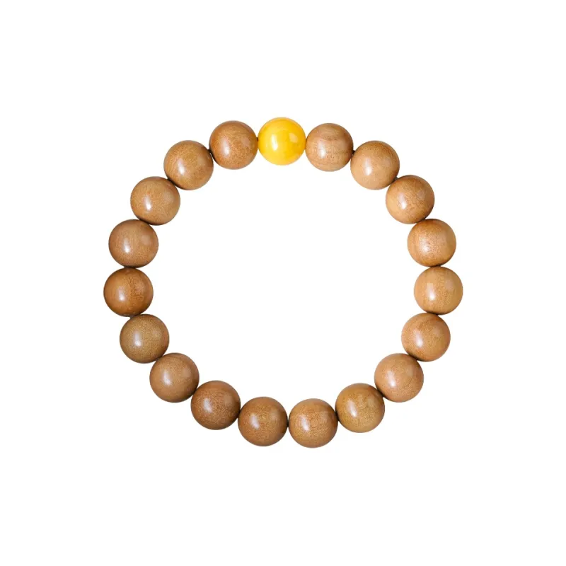 FANGYUANXIAOFU Laoshan Sandalwood Premium Wooden Product Plain Loop Beaded Bracelet Unisex-2