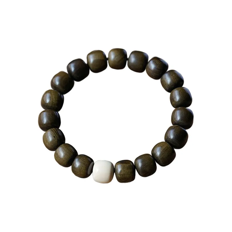 FANGYUANXIAOFU Laoshan Sandalwood Plain Circle Beaded Bracelet Unisex-11