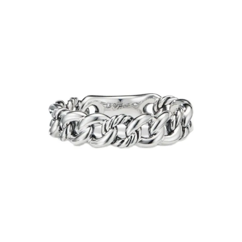 David Yurman Sterling Silver Belmont Curb Link Band Ring 5mm-0