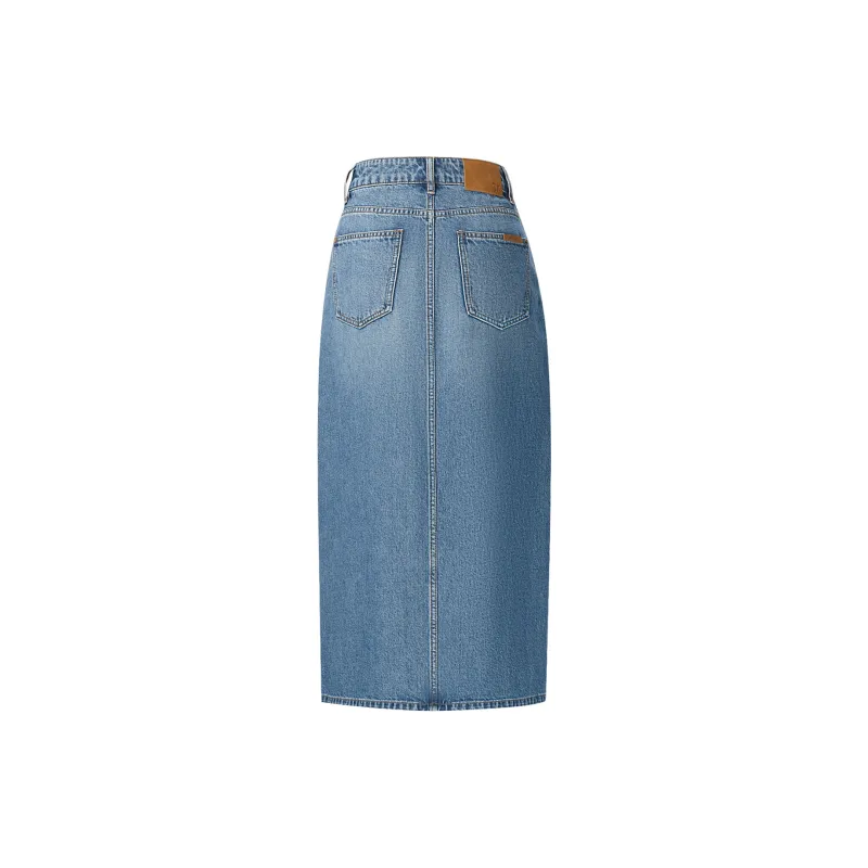 HLA Casual Long Skirts Women's Blue Gray-1