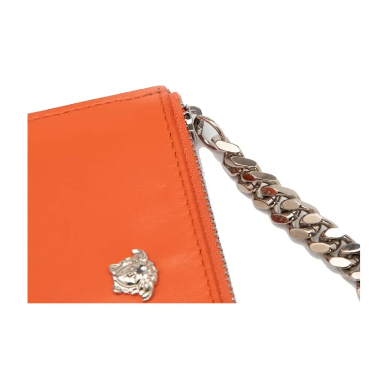VERSACE La Medusa Cow Leather Handbag Coin Purse Regular Unisex Orange-4