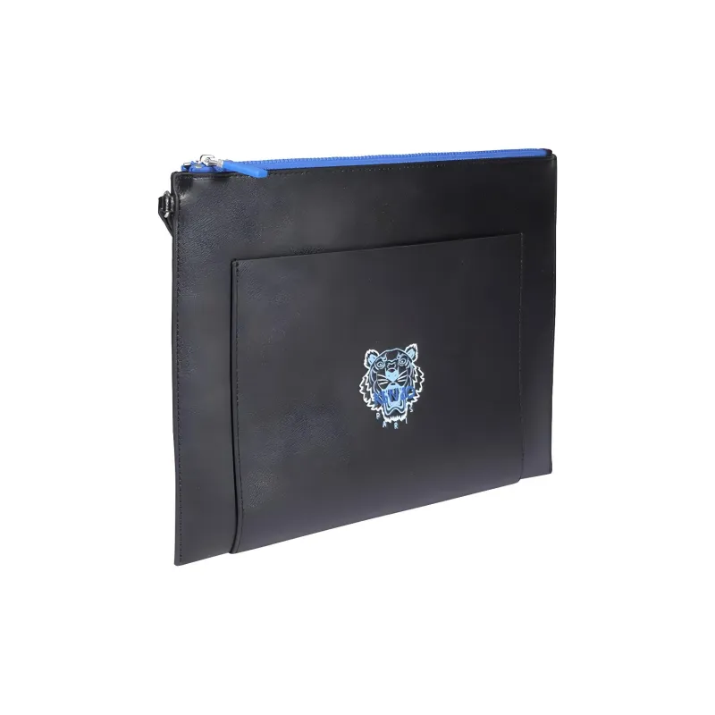 KENZO Leather Briefcase Clutch Men's Black-1