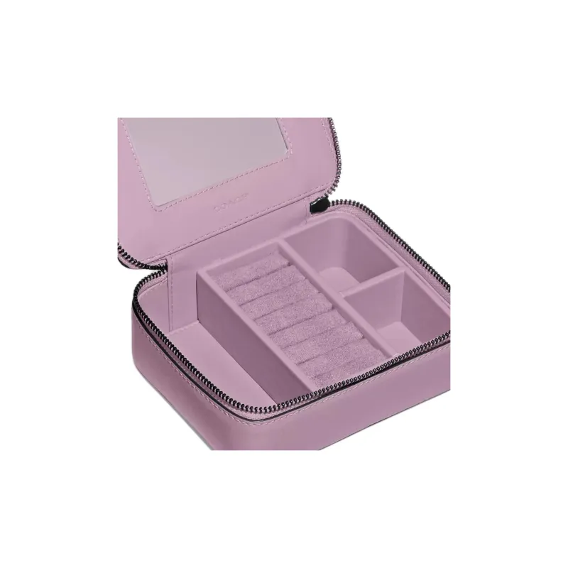 COACH Jewelry Bo Smooth Leather Jewelry Box Storage Bag Makeup Case Mini Women's Lilac Purple-3
