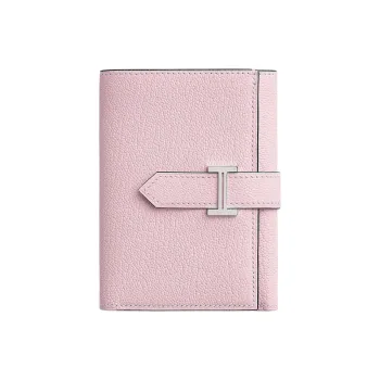 HERMES Bearn Mysore Goat Skin Wallet Women's M7Rose Darling Love Pink