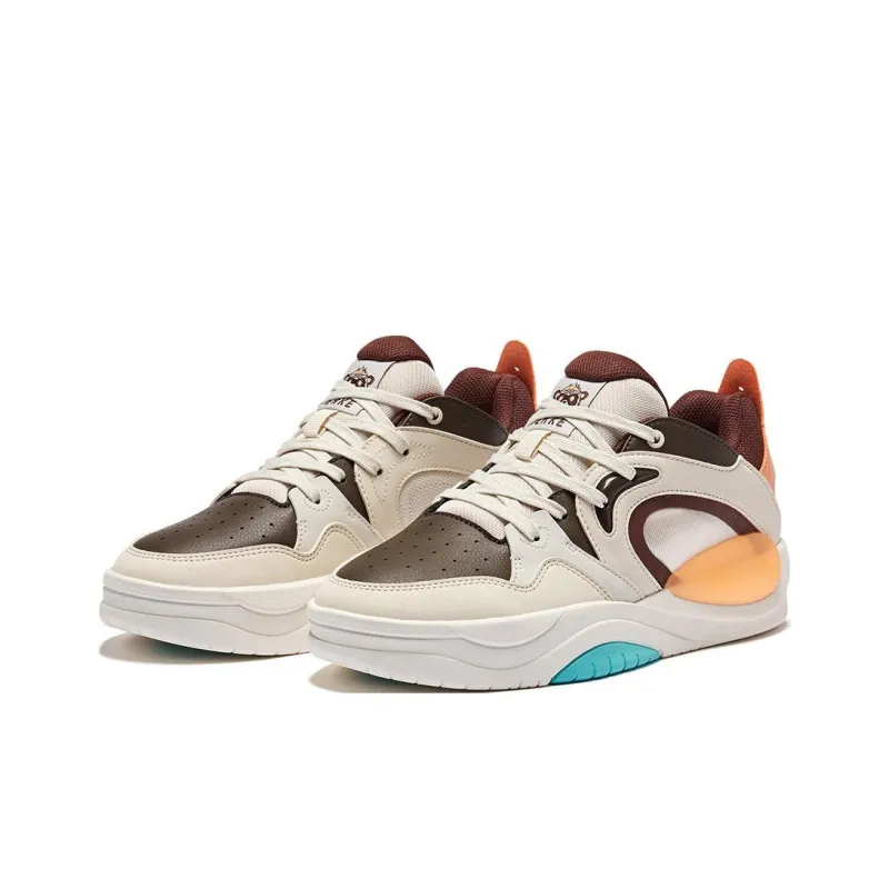 Erke Impression Panda 3 Wear-resistant And Lightweight Low-Top Skateboard Shoes Men's Deep Sandalwood Cream Gray-1