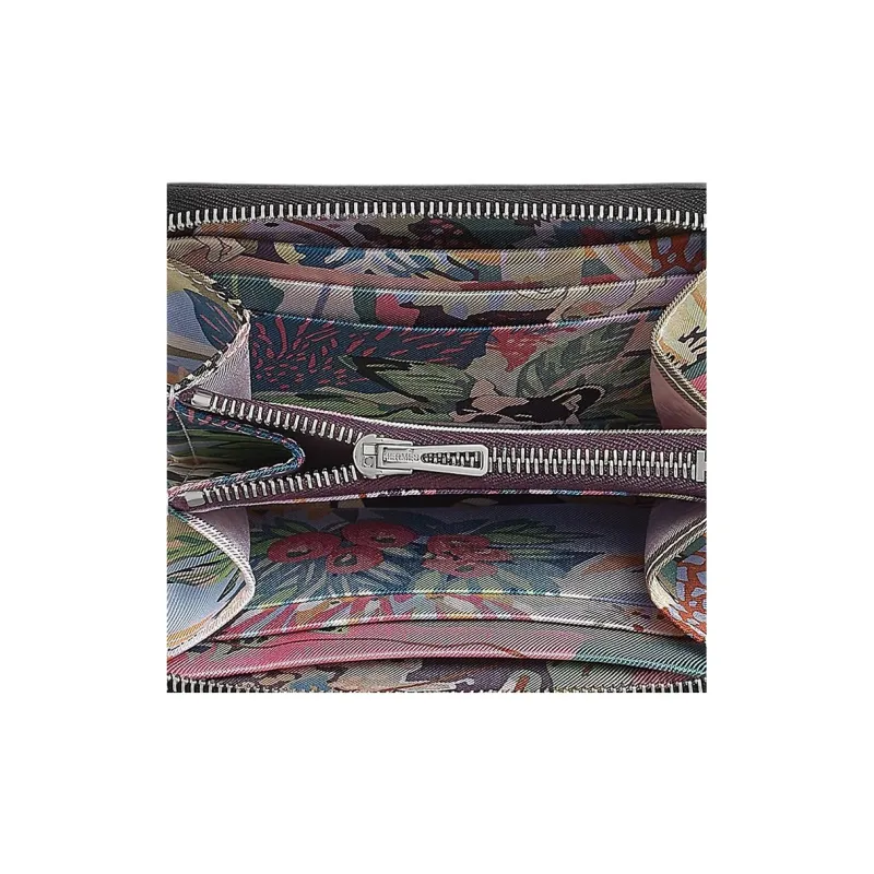 HERMES Silk'In Epsom Stitched Epsom Leather Wallet Women's Black/Black/Gallon/Slime Green-2