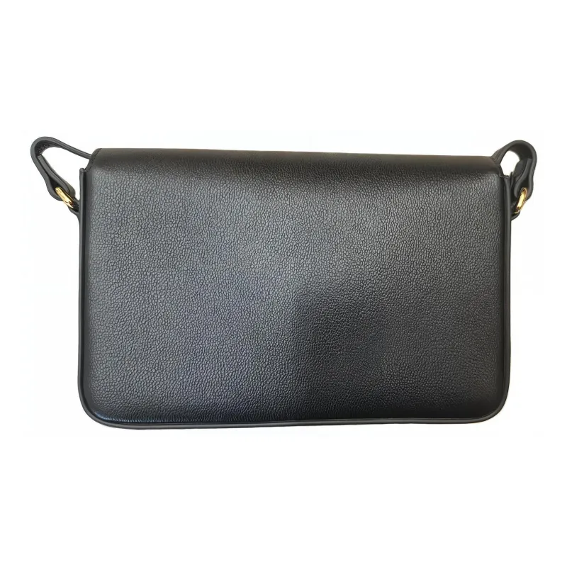 Burberry Leather Paneled Canvas Shoulder Bag Crossbody Bag Women's Black-6