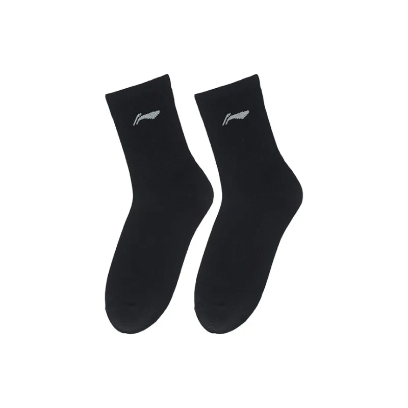 LiNing Fitness Series Mid Calf Socks Unisex 6 Pack Black-1