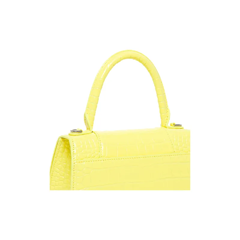 Balenciaga Hourglass Cow Leather Handbag Women's Yellow-2