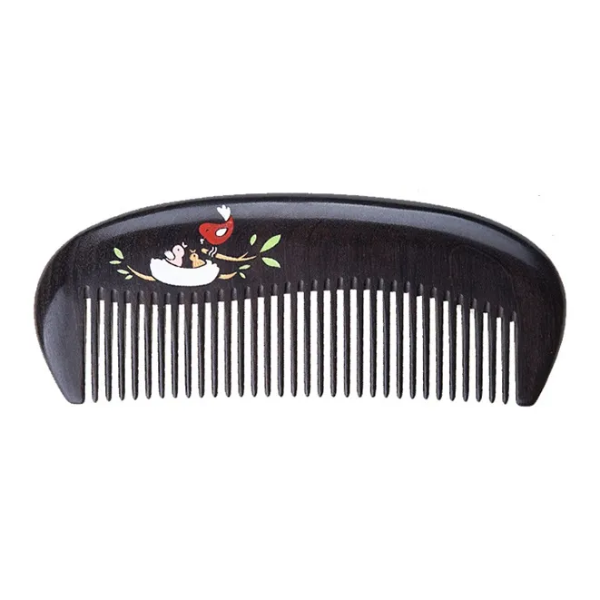 XIBI Sandalwood Household Mother Painted Bag Comb Portable Wooden Comb Massage Scalp Hair Growth-2