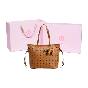 ZAVC PU Shoulder Bag Large Size Women's Brown/White Moonlight/Peachy Pink