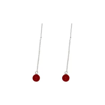 YINCHIE Reconstructed Cinnabar 925 Sterling Silver Hoop Earrings Women's
