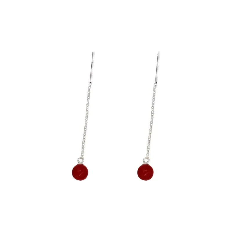 YINCHIE Reconstructed Cinnabar 925 Sterling Silver Hoop Earrings Women's-0