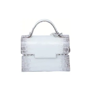 Delvau Cow Leather Shoulder Bag, Crossbody Bag, Handbag Trumpets Women's White/Gray