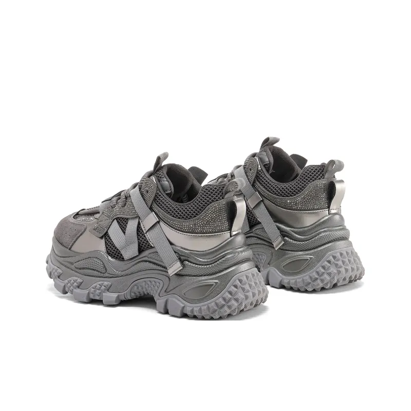 C°BANNER Wear resistant And Lightweight Low Top Chunky Sneakers Women's Gunmetal-2