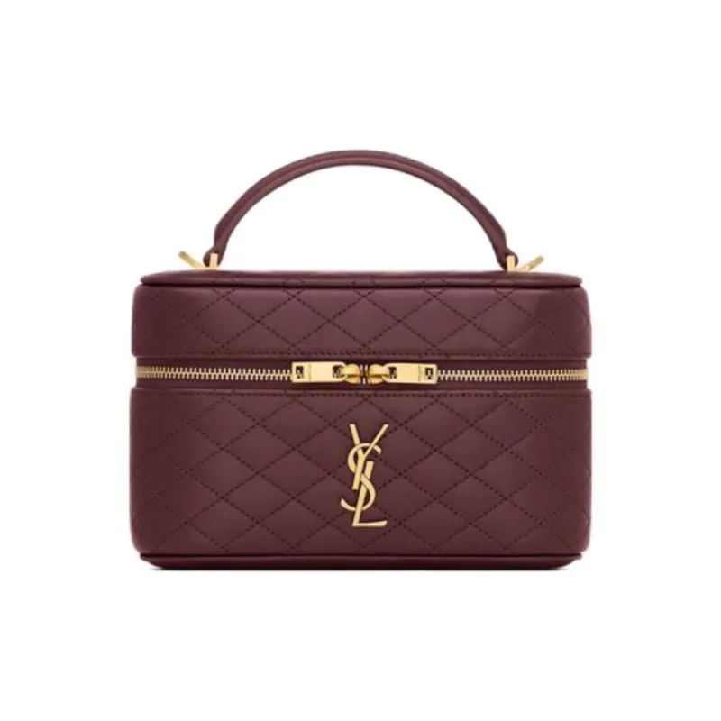 SAINT LAURENT Lambskin Portable Crossbody Bag, Shoulder Bag Women's Cabernet Sauvignon Red-4