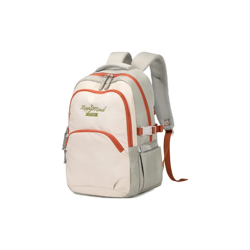 ZUOFEIFAN Nylon Backpack Women's Beige With Green-1