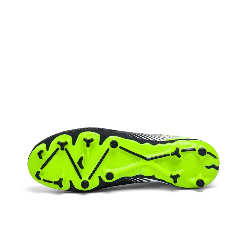 Kuding Soccer Shoes Unisex Mid Top Aqua/White Blue/Black Green-8