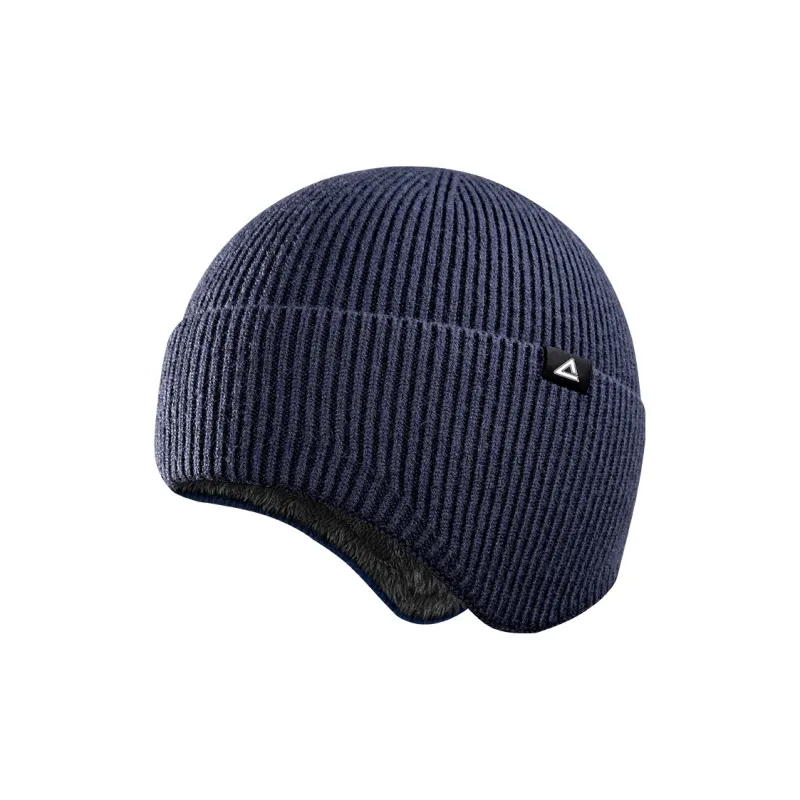 PEAK Viscose Polyester Polyamide Beanies Thickened And Fleece Lined Unisex Navy Blue-0