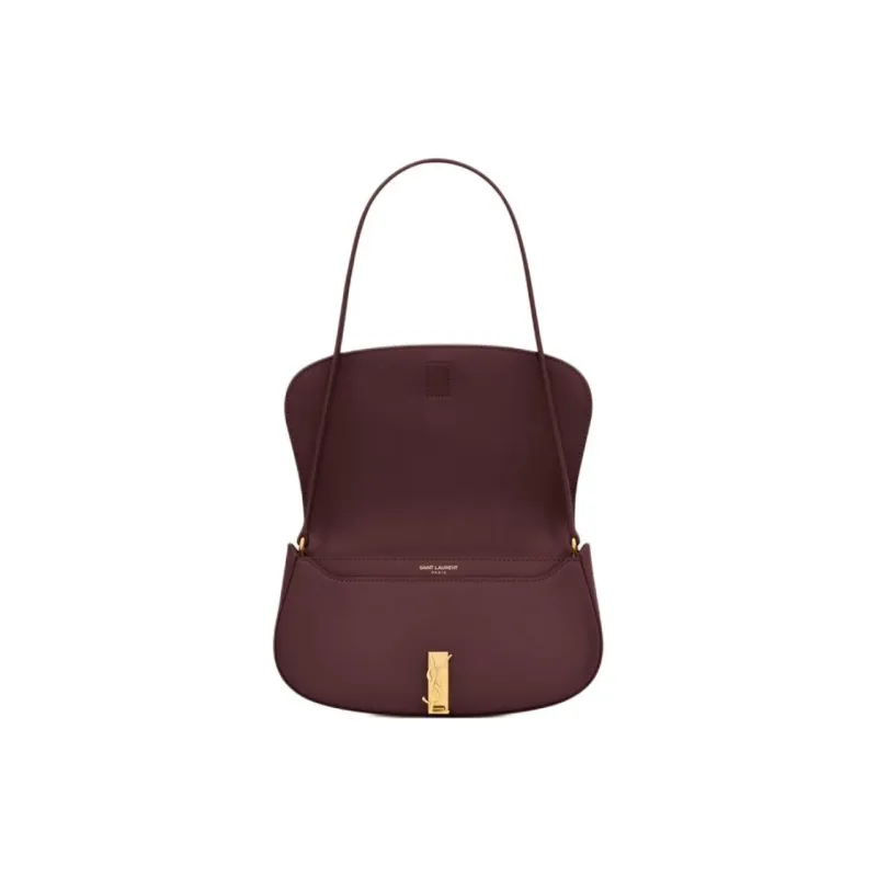 SAINT LAURENT Calfskin Shoulder Bag Women's Cabernet Sauvignon Red-4