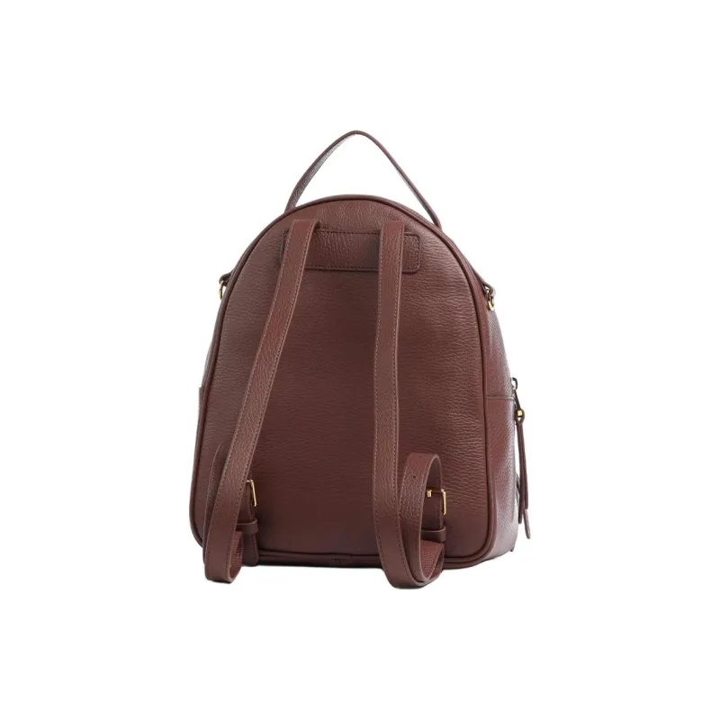 COCCINELLE Grain Texture Leather Backpack Women's Brown-3