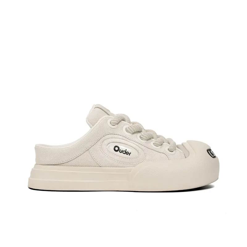 Ouder Smiler Laughs Series Classic, Trendy, Retro Anti Slip Wear Resistant Canvas Shoes Women's Ecru-1