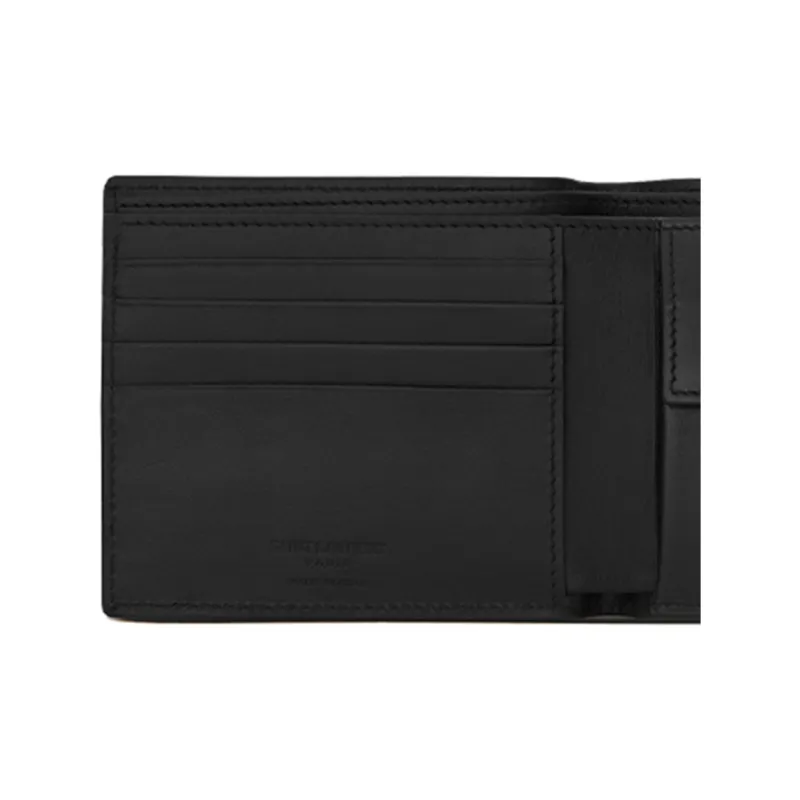 SAINT LAURENT Smooth Leather Wallet Men's Black-5