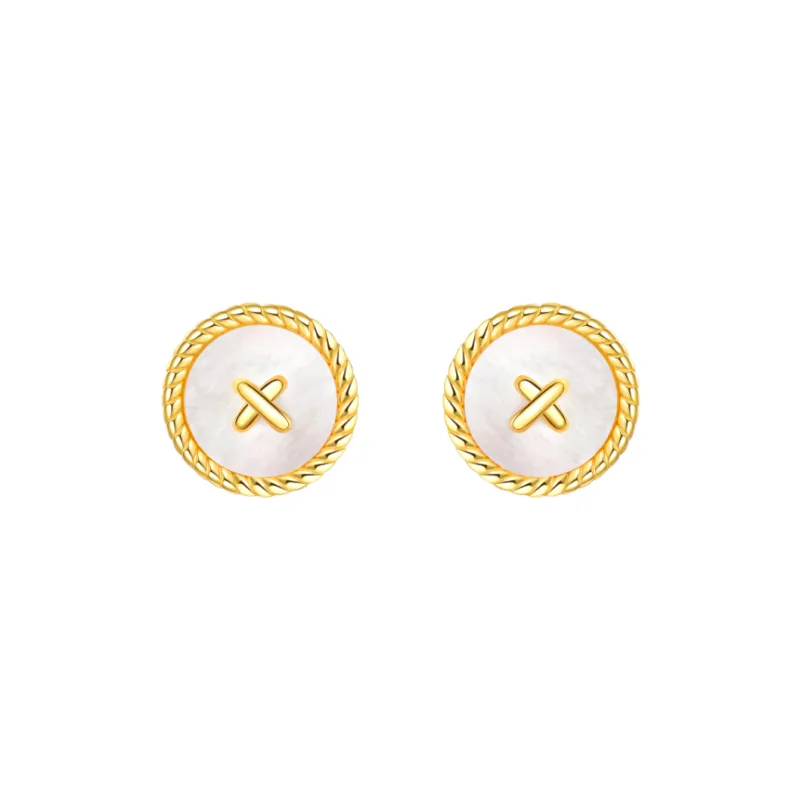 BABYBEI 925 Sterling Silver Mother Of Pearl Stud Earrings Women's-0