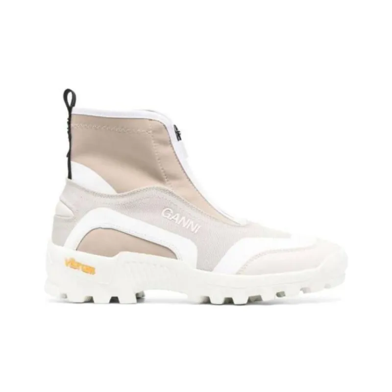 GANNI Slip Resistant High Top Casual Shoes Women's Beige-1
