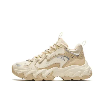 Anta Slip Resistant Warm Mid Top Casual Shoes Women's Beige Brown Silver