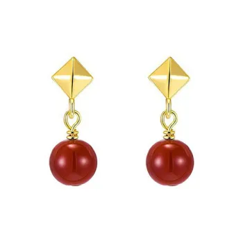 YINCHIE Reconstructed Cinnabar 925 Sterling Silver Hoop Earrings Women's