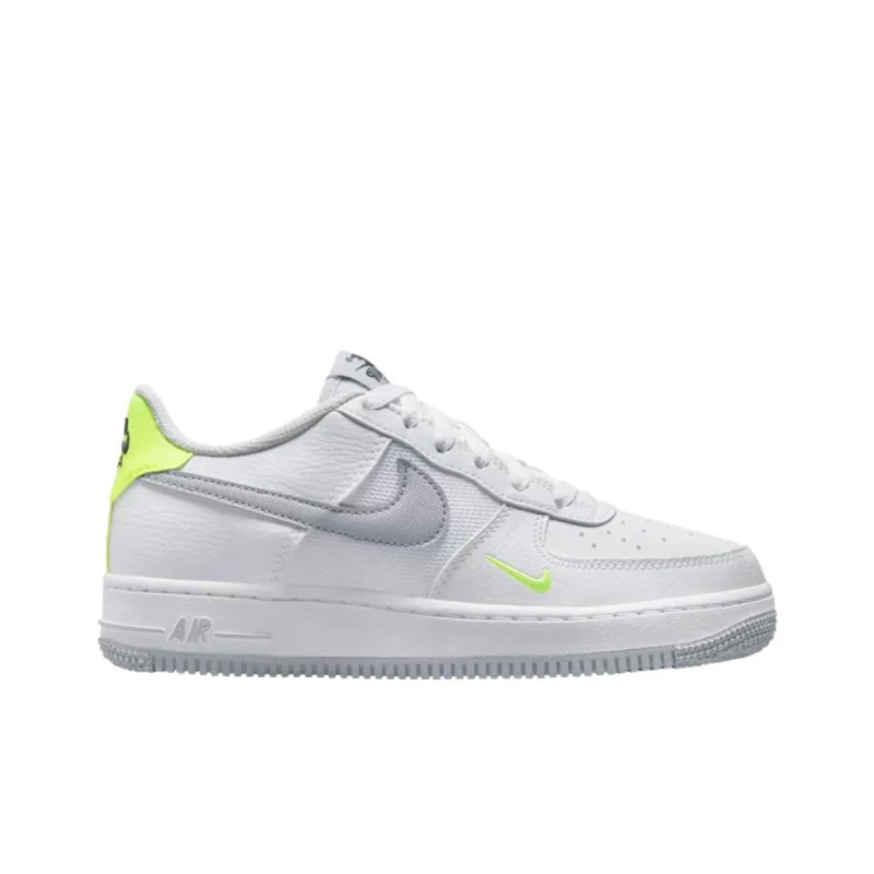 Nike Air Force 1 Anti Slip Wear Resistant Low Top Kids' Skateboarding Shoes White Gray Teenagers-1