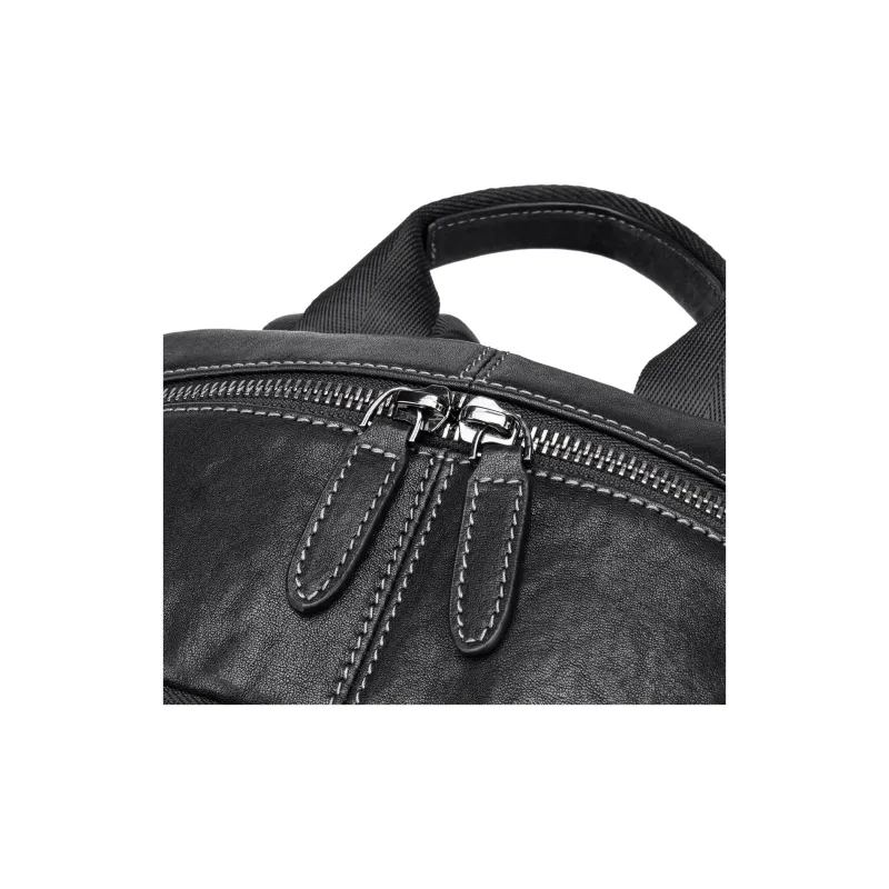 BISON DENIM Cow Leather Backpack Regular Men's Black-3