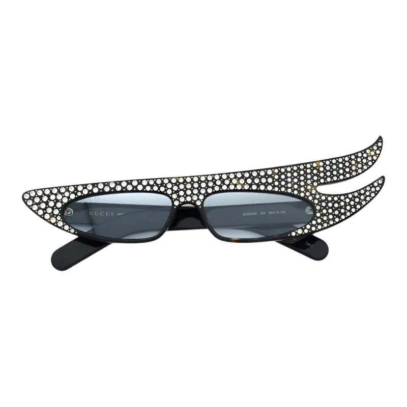GUCCI Swarovski Crystal Irregular Shape Sunglasses Women's Black-3