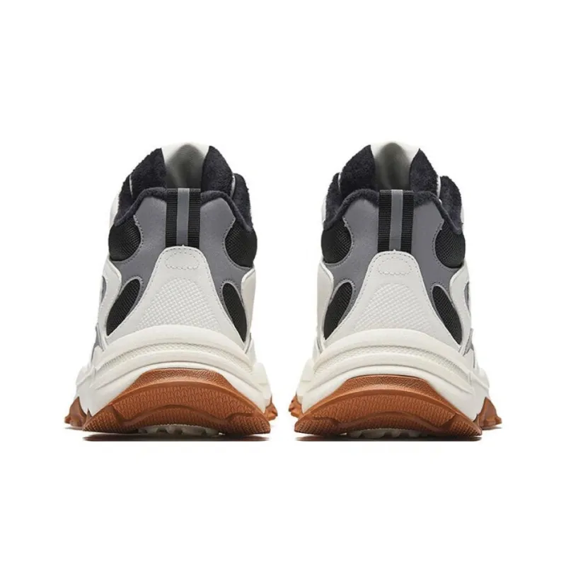 Anta Borderland Cushioned Wear Resistant Warm High Top Casual Shoes Men's White Black Gray-3