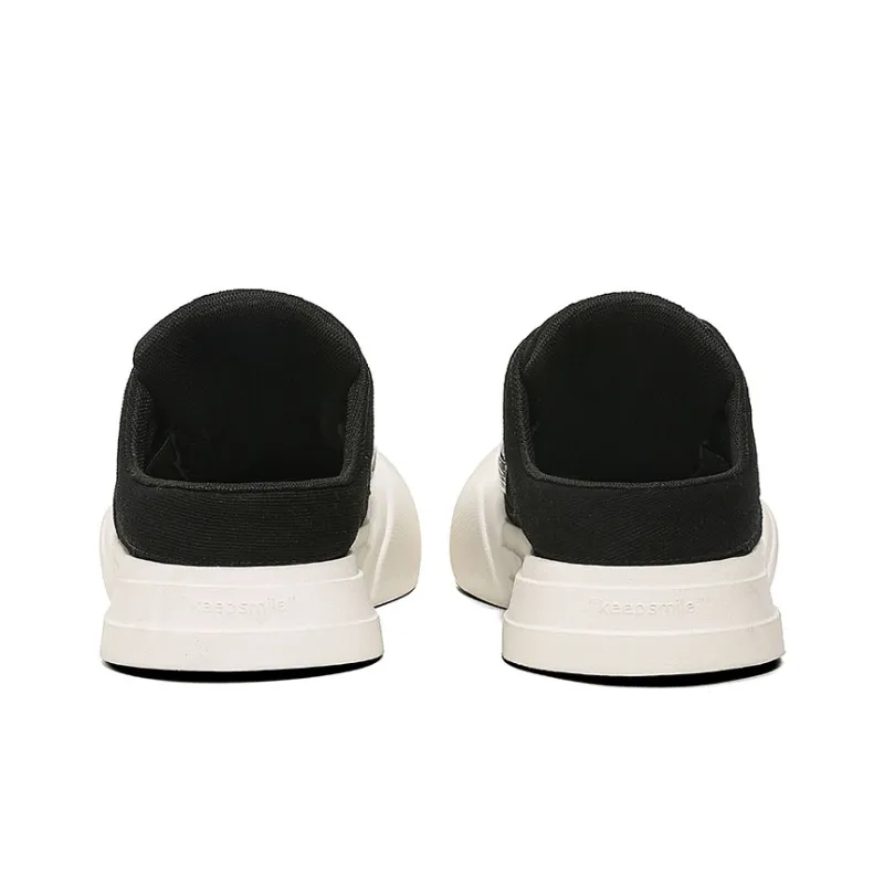 Ouder Smiler Laughs Series Anti Slip Wear Resistant Canvas Shoes Women's Black White-4