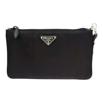 PRADA Nylon Zip Closure Wrist Bag Clutch Unisex Black