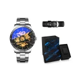 Silver, Steel Band[Trendy Box+Genuine Leather Strap]